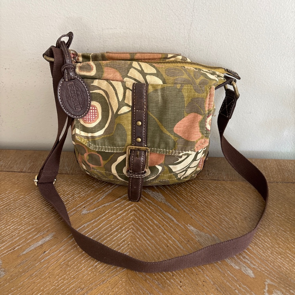 Fossil Maddox Floral Camo Print Crossbody Handbag KS6